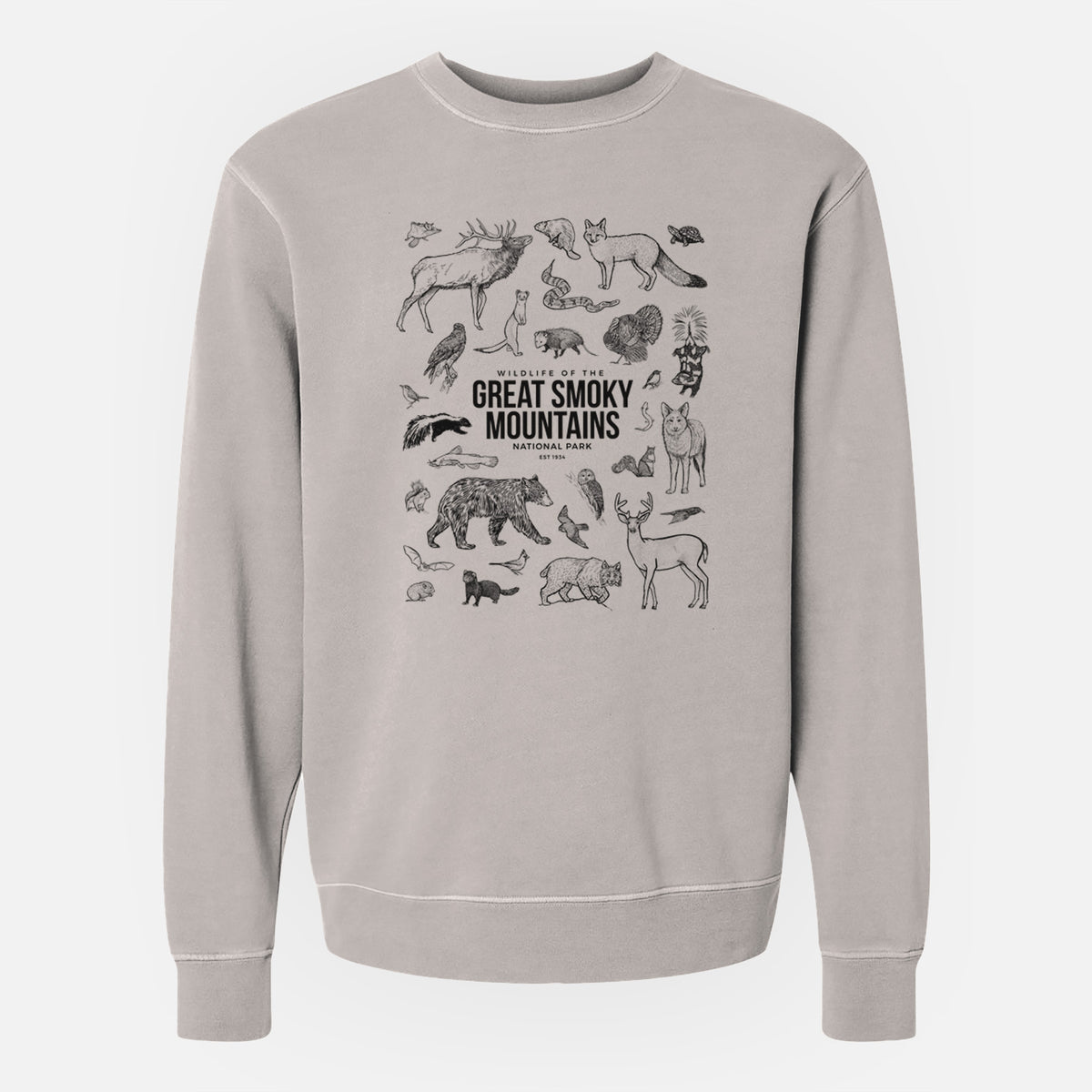 Wildlife of the Great Smoky Mountains National Park - Unisex Pigment Dyed Crew Sweatshirt