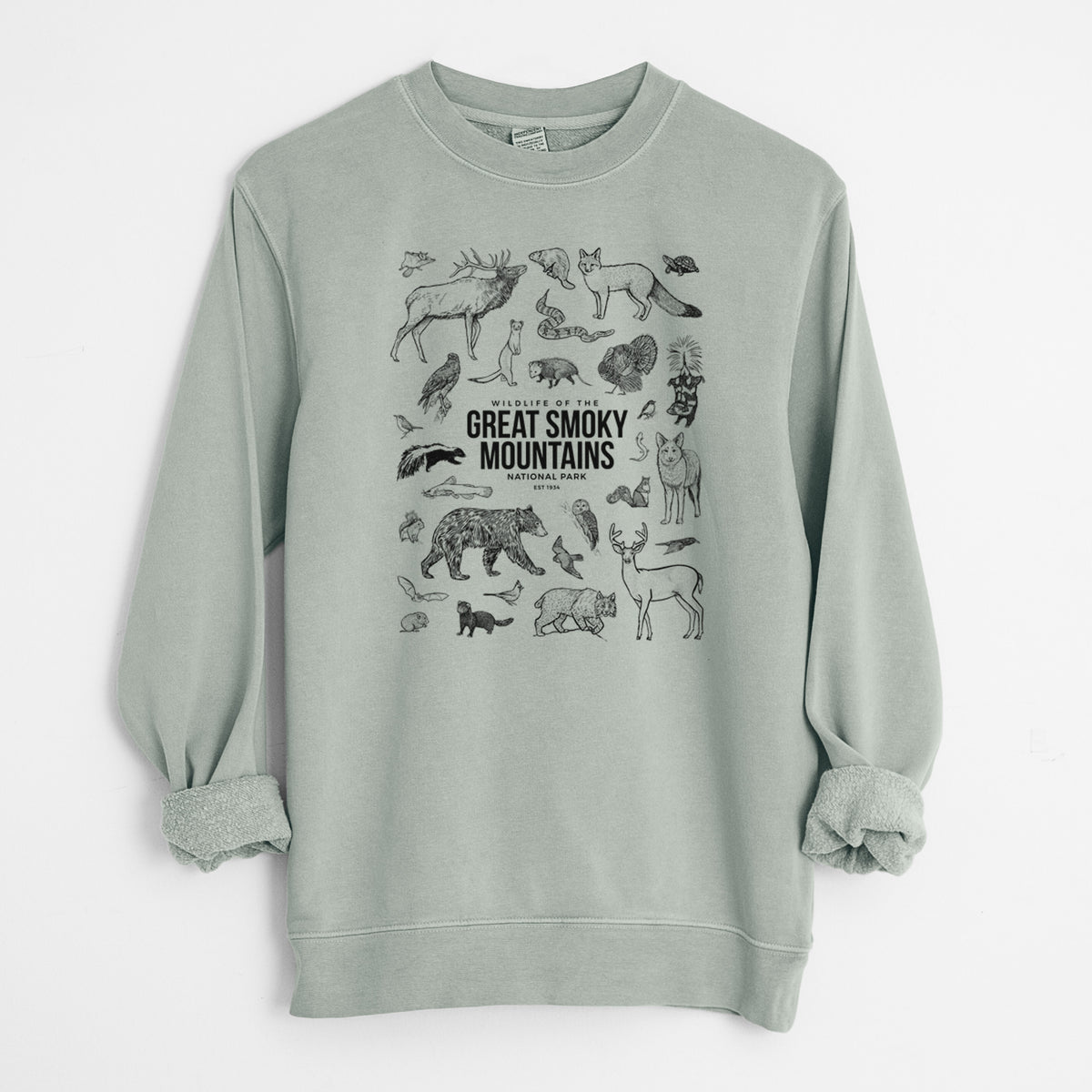 Wildlife of the Great Smoky Mountains National Park - Unisex Pigment Dyed Crew Sweatshirt