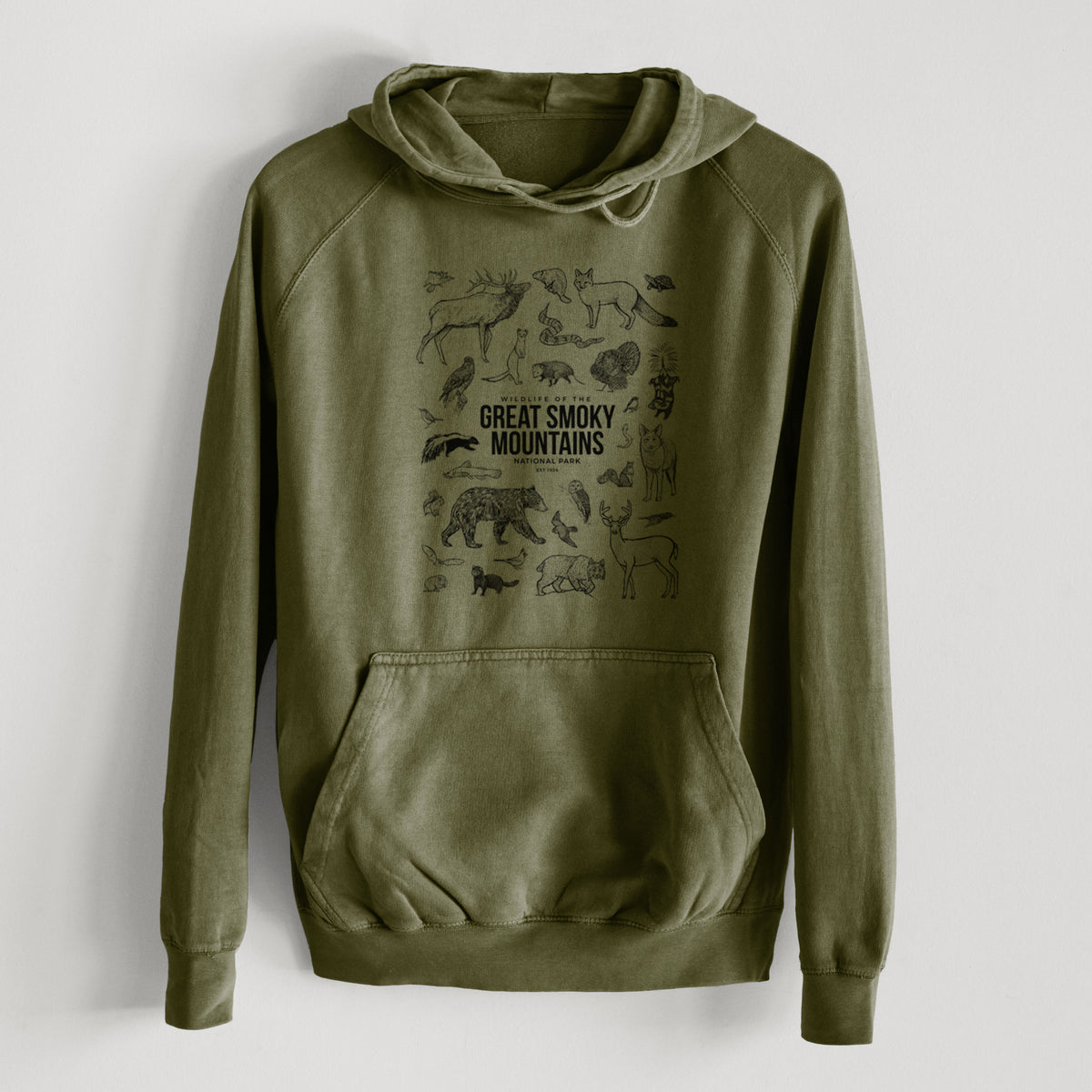 Wildlife of the Great Smoky Mountains National Park  - Mid-Weight Unisex Vintage 100% Cotton Hoodie