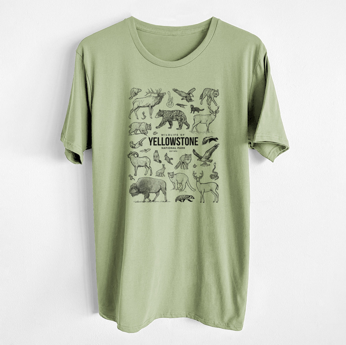 CLOSEOUT - Wildlife of Yellowstone National Park - Unisex Crewneck - Made in USA - 100% Organic Cotton