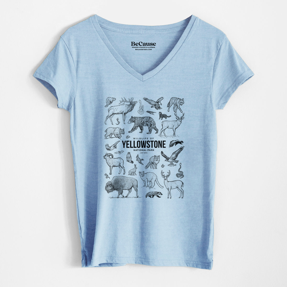 Wildlife of Yellowstone National Park - Women&#39;s 100% Recycled V-neck