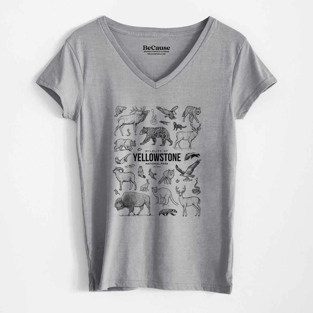 Wildlife of Yellowstone National Park - Women&#39;s 100% Recycled V-neck