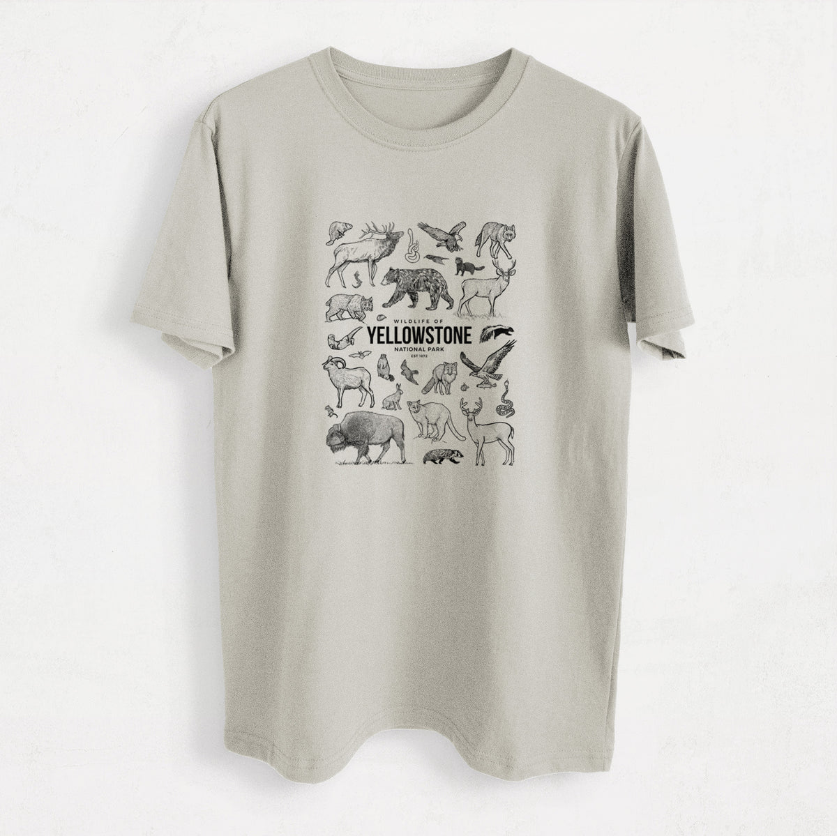 Wildlife of Yellowstone National Park - Heavyweight Men&#39;s 100% Organic Cotton Tee