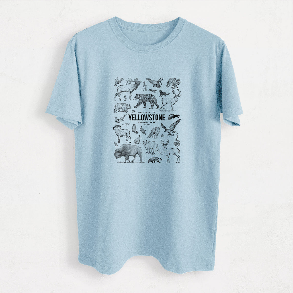 Wildlife of Yellowstone National Park - Heavyweight Men&#39;s 100% Organic Cotton Tee