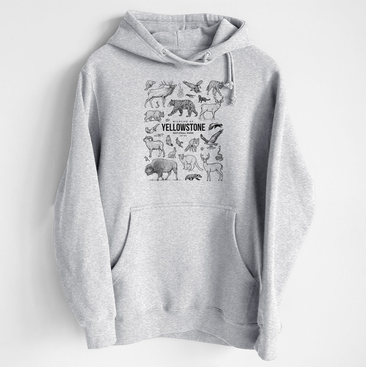Wildlife of Yellowstone National Park - Heavyweight Fleece Hoodie