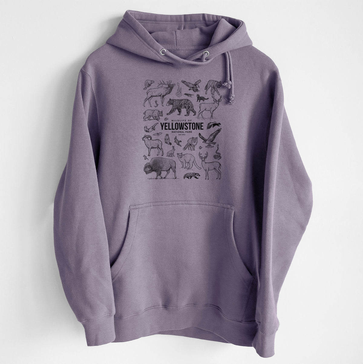 Wildlife of Yellowstone National Park - Heavyweight Fleece Hoodie
