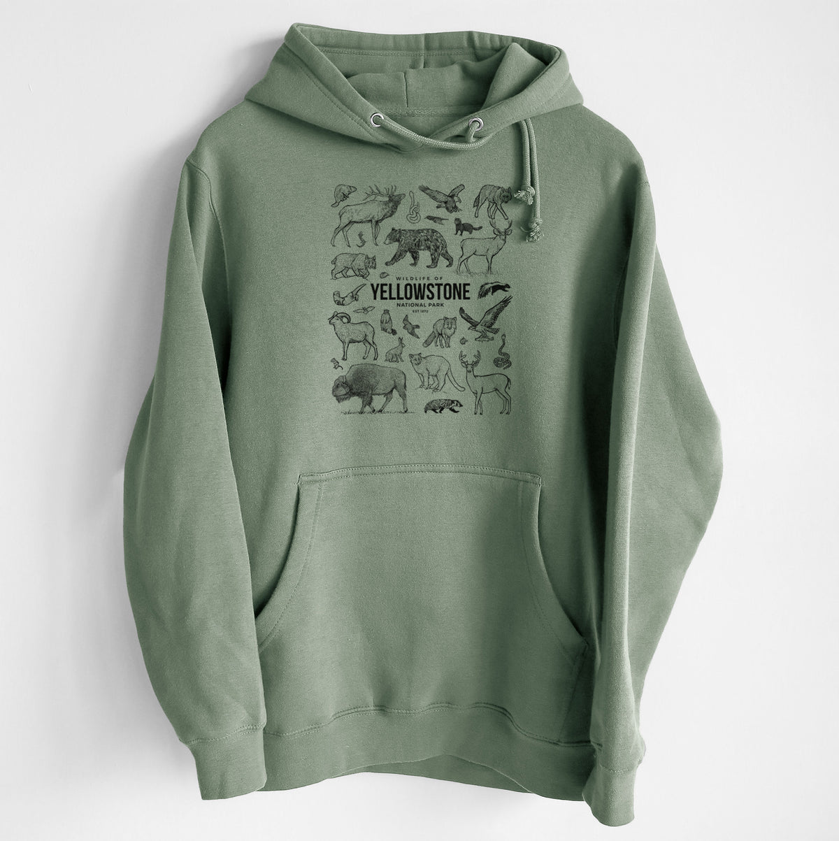 Wildlife of Yellowstone National Park - Heavyweight Fleece Hoodie