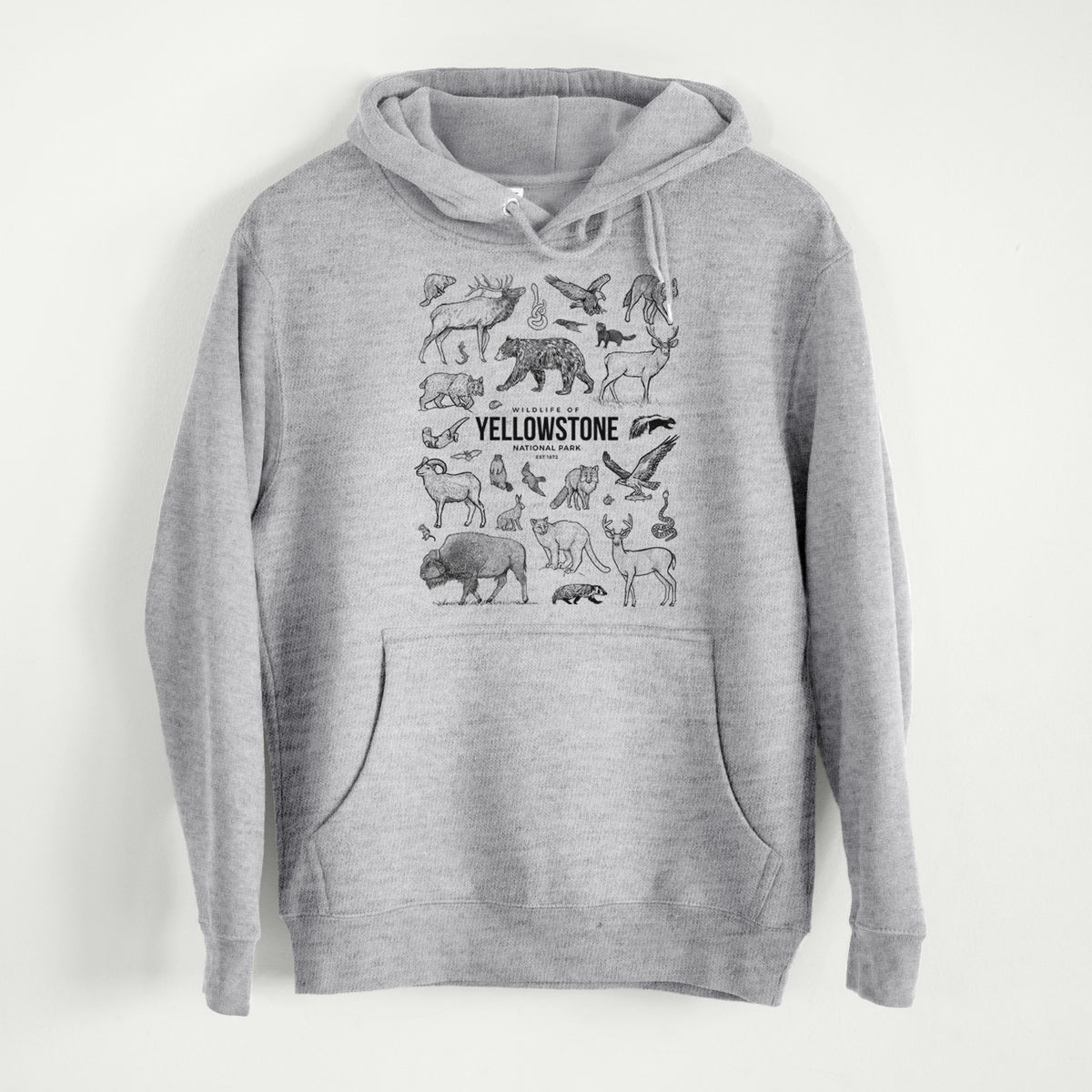 Wildlife of Yellowstone National Park  - Mid-Weight Unisex Premium Blend Hoodie