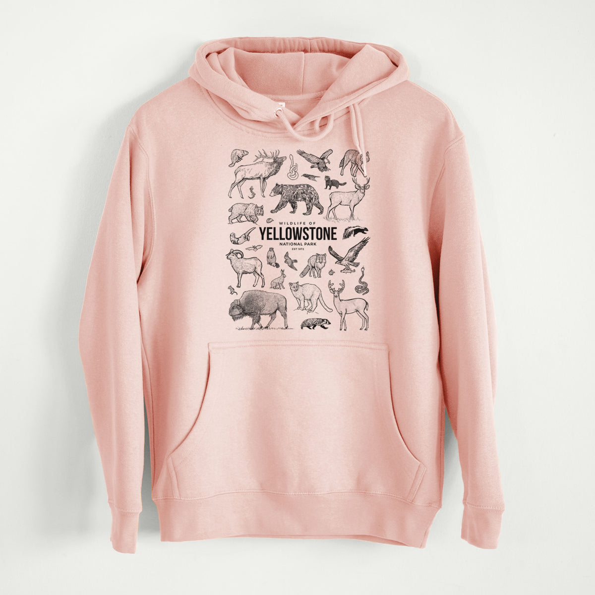 Wildlife of Yellowstone National Park  - Mid-Weight Unisex Premium Blend Hoodie