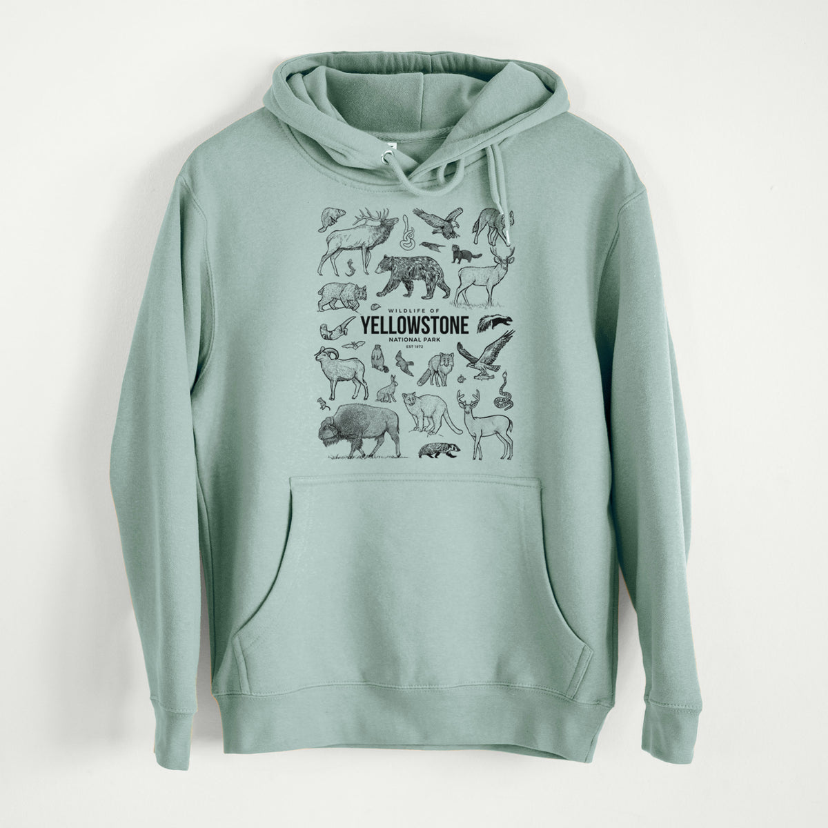 Wildlife of Yellowstone National Park  - Mid-Weight Unisex Premium Blend Hoodie