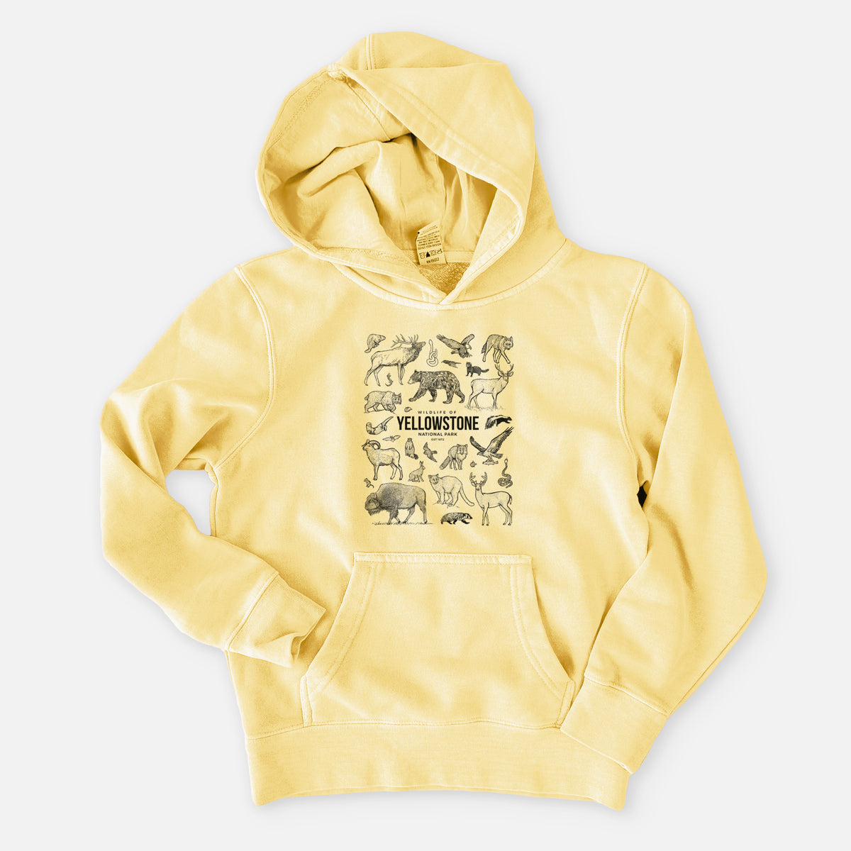 Wildlife of Yellowstone National Park - Youth Pigment Dyed Hoodie