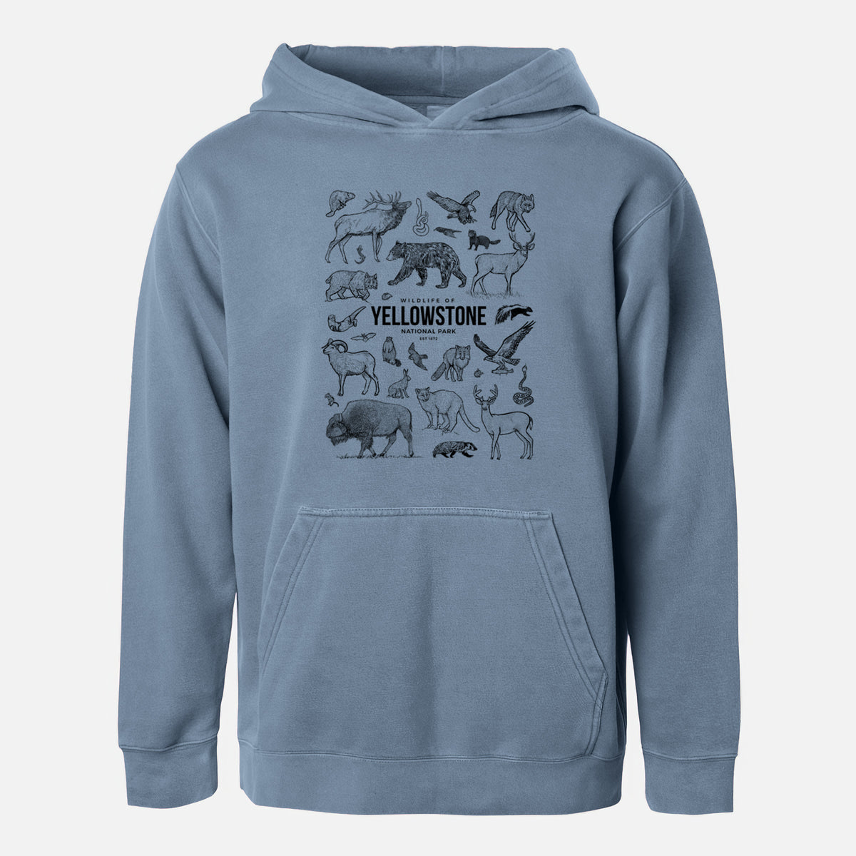 Wildlife of Yellowstone National Park - Youth Pigment Dyed Hoodie