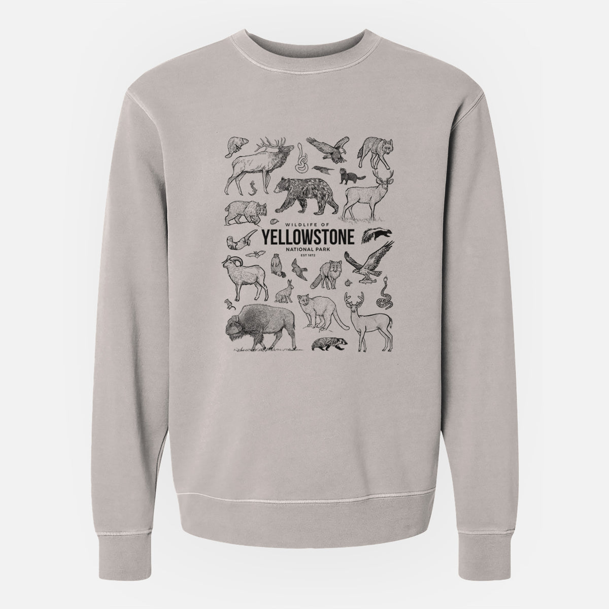 Wildlife of Yellowstone National Park - Unisex Pigment Dyed Crew Sweatshirt