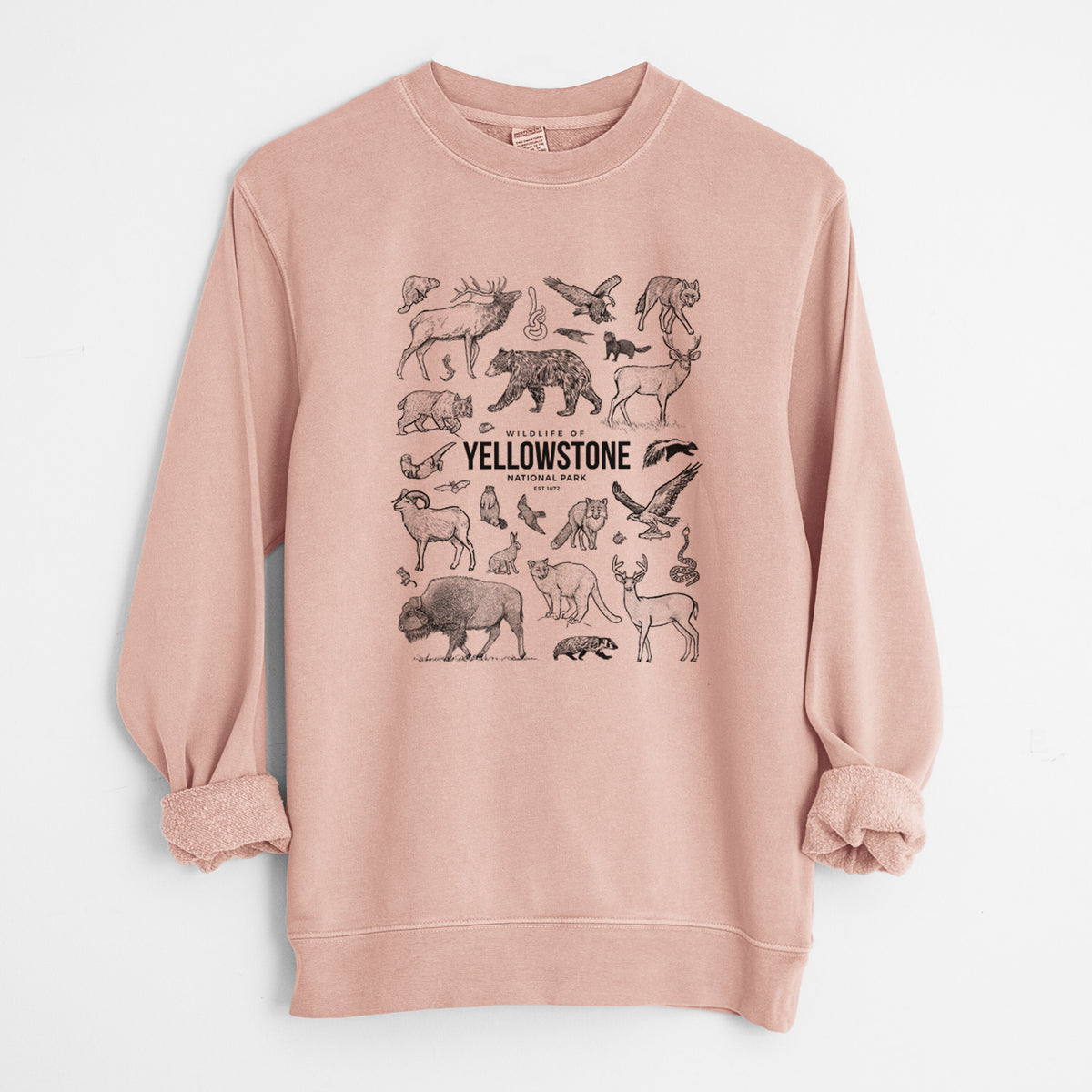 Wildlife of Yellowstone National Park - Unisex Pigment Dyed Crew Sweatshirt