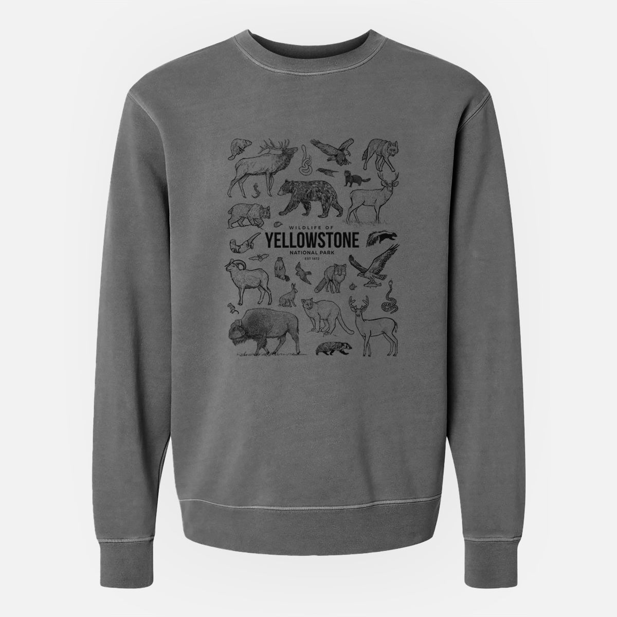 Wildlife of Yellowstone National Park - Unisex Pigment Dyed Crew Sweatshirt