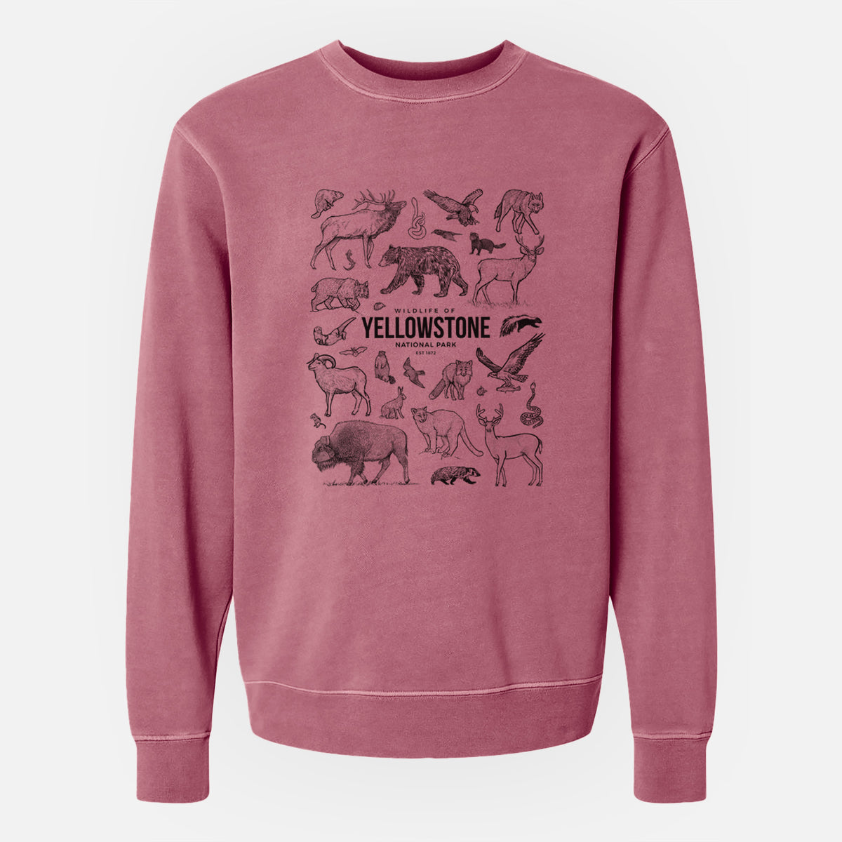 Wildlife of Yellowstone National Park - Unisex Pigment Dyed Crew Sweatshirt