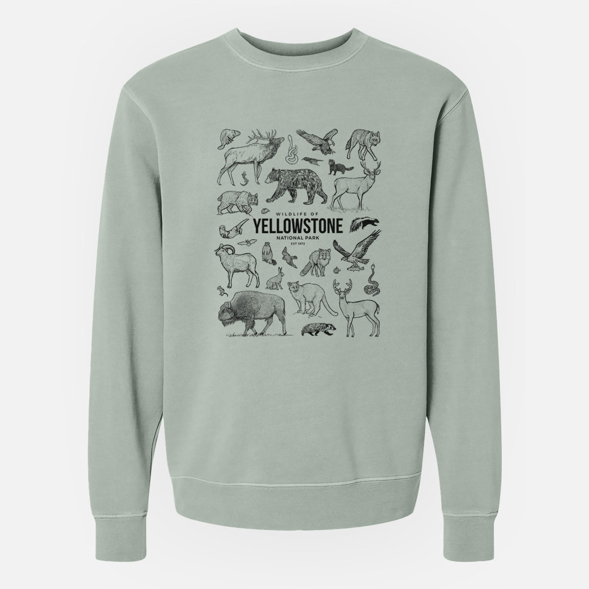 Wildlife of Yellowstone National Park - Unisex Pigment Dyed Crew Sweatshirt