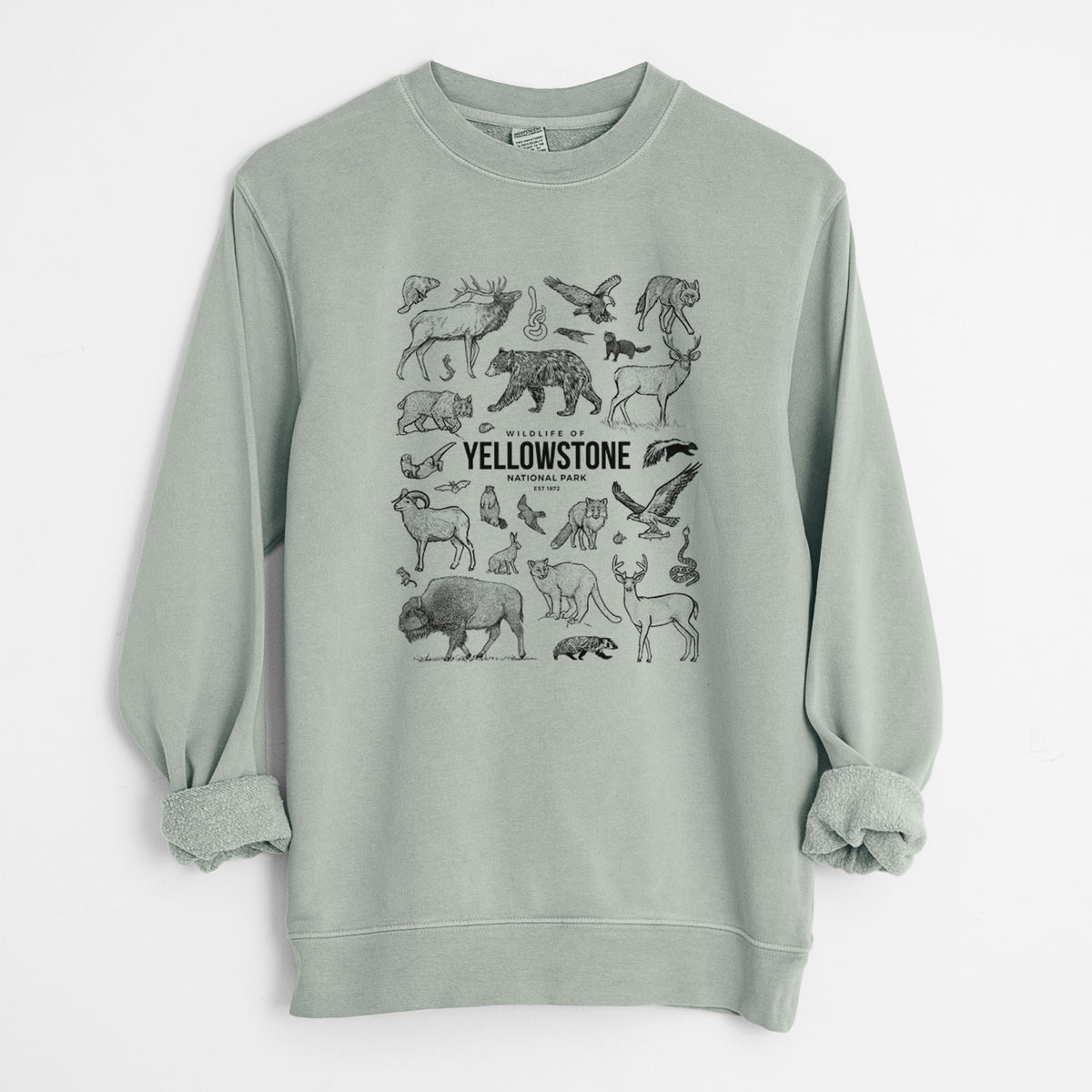 Wildlife of Yellowstone National Park - Unisex Pigment Dyed Crew Sweatshirt