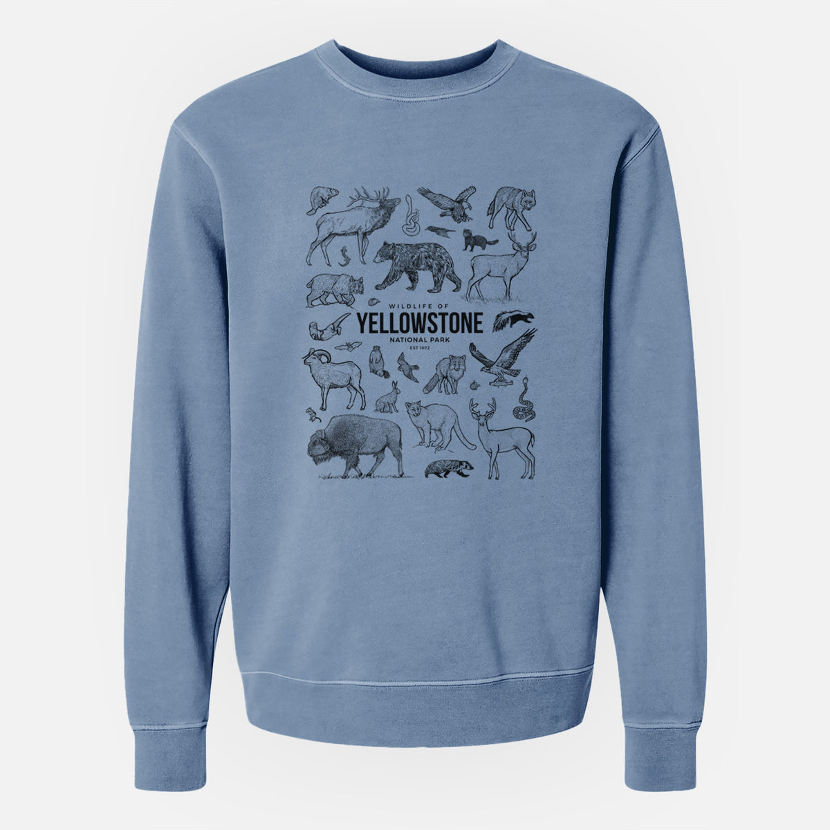 Wildlife of Yellowstone National Park - Unisex Pigment Dyed Crew Sweatshirt