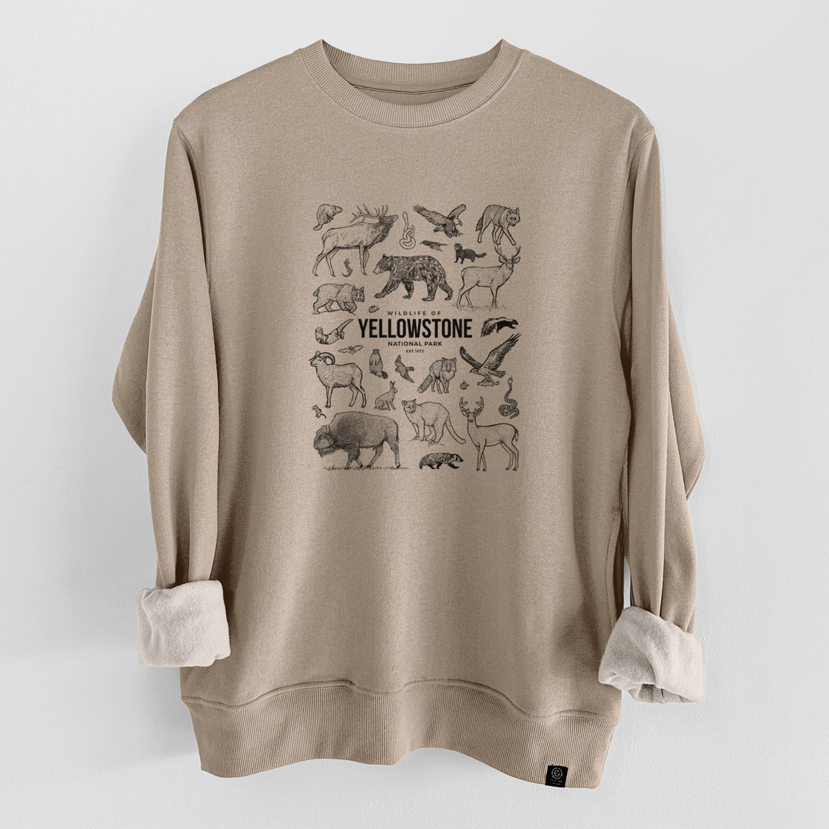 Wildlife of Yellowstone National Park  - Unisex Reclaimed Crewneck Sweatshirt