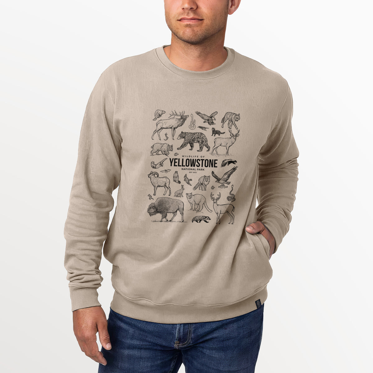 Wildlife of Yellowstone National Park  - Unisex Reclaimed Crewneck Sweatshirt