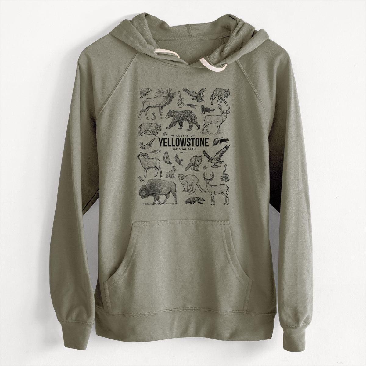 Wildlife of Yellowstone National Park  - Unisex Slim Fit Loopback Terry Hoodie