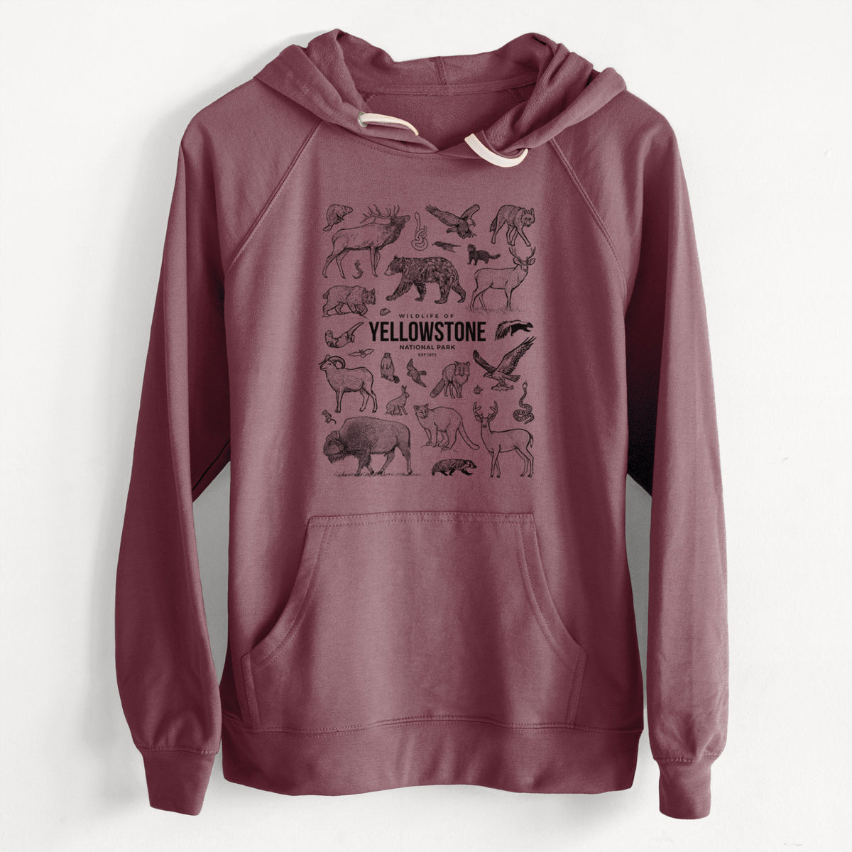 Wildlife of Yellowstone National Park  - Unisex Slim Fit Loopback Terry Hoodie