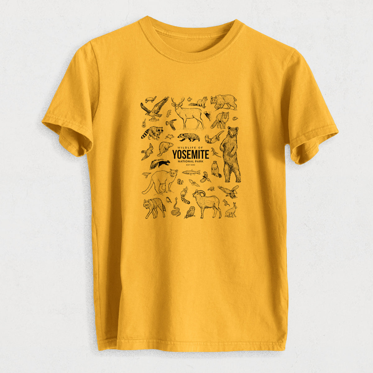 Wildlife of Yosemite National Park - Heavyweight Men&#39;s 100% Organic Cotton Tee