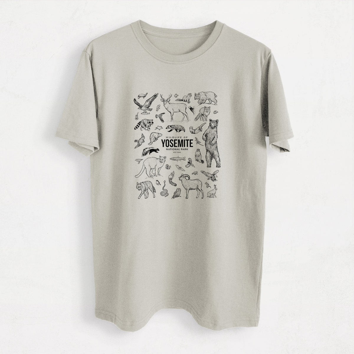 Wildlife of Yosemite National Park - Heavyweight Men&#39;s 100% Organic Cotton Tee