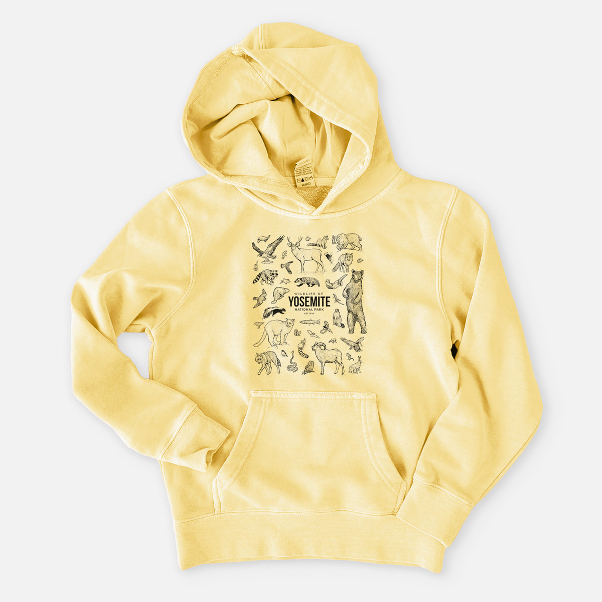 Wildlife of Yosemite National Park - Youth Pigment Dyed Hoodie