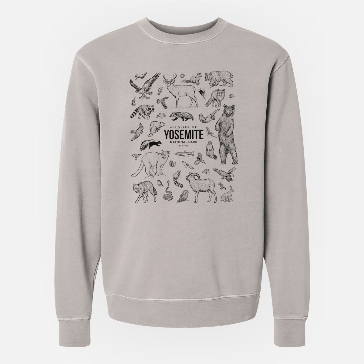 Wildlife of Yosemite National Park - Unisex Pigment Dyed Crew Sweatshirt