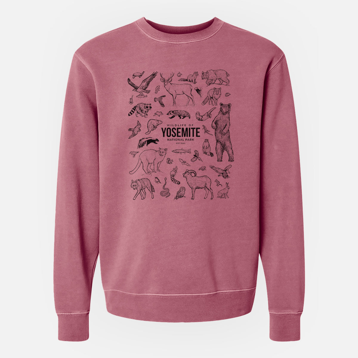 Wildlife of Yosemite National Park - Unisex Pigment Dyed Crew Sweatshirt