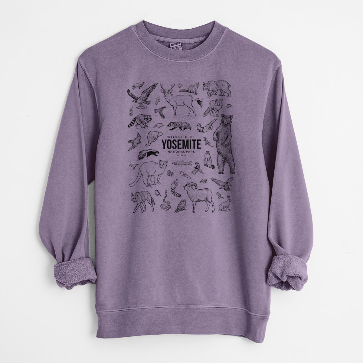 Wildlife of Yosemite National Park - Unisex Pigment Dyed Crew Sweatshirt