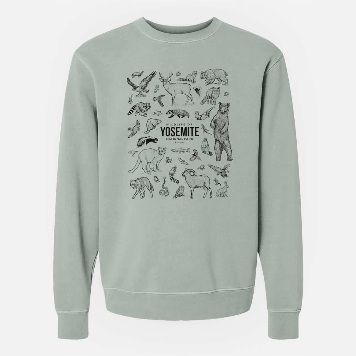 Wildlife of Yosemite National Park - Unisex Pigment Dyed Crew Sweatshirt