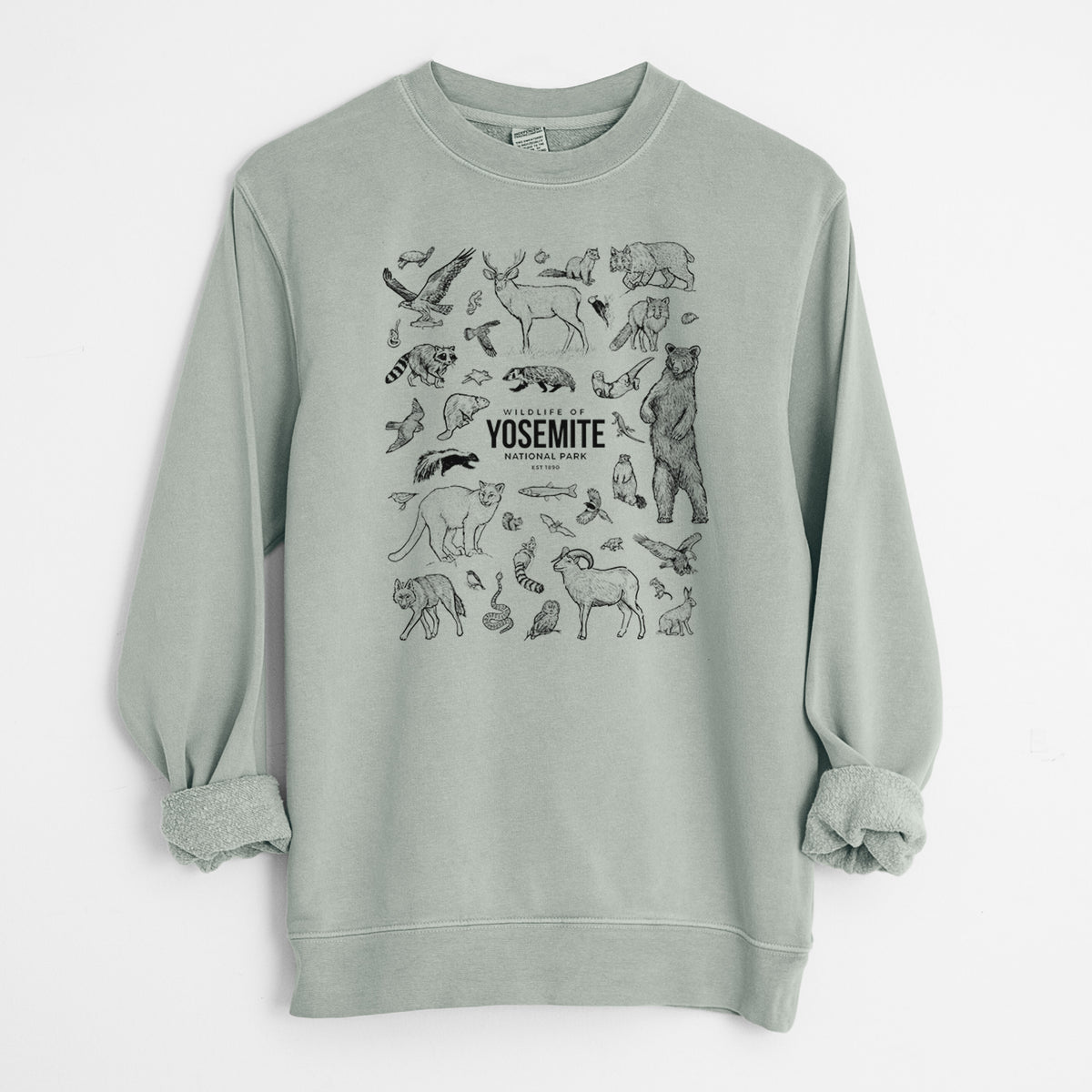 Wildlife of Yosemite National Park - Unisex Pigment Dyed Crew Sweatshirt