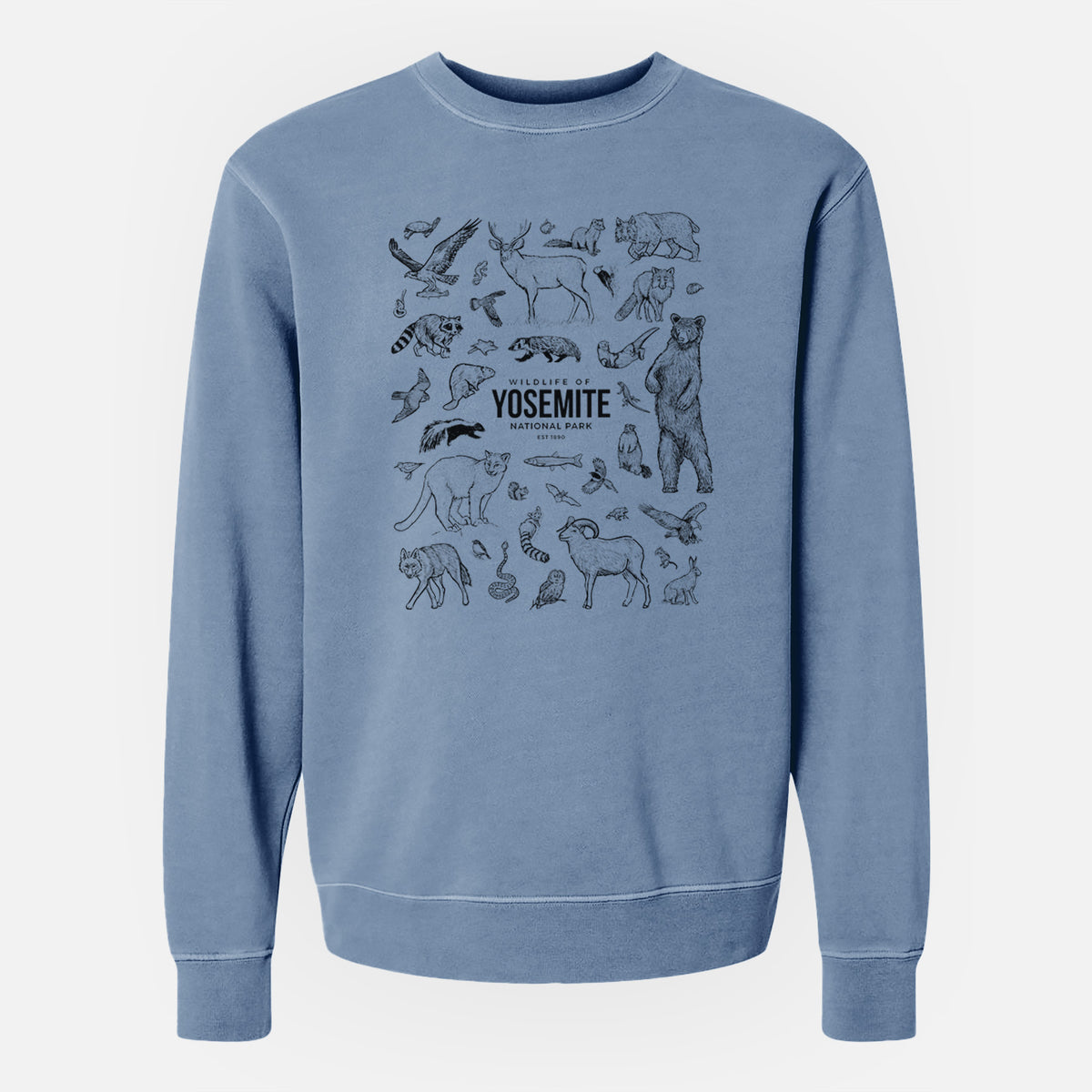 Wildlife of Yosemite National Park - Unisex Pigment Dyed Crew Sweatshirt