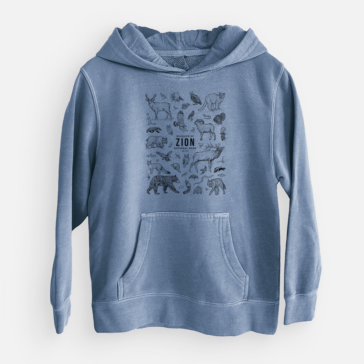 Wildlife of Zion National Park - Youth Pigment Dyed Hoodie