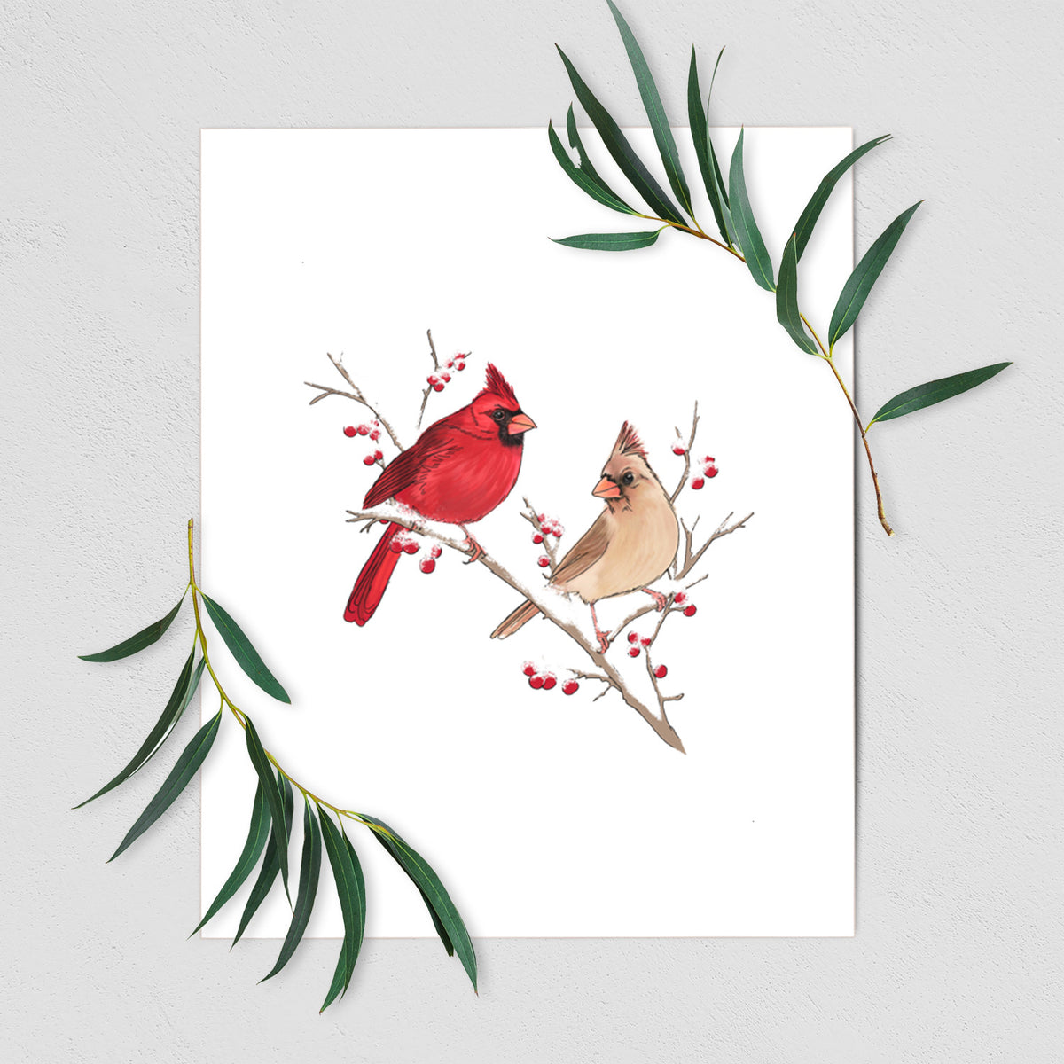 Winter Cardinals - Fine Art Print