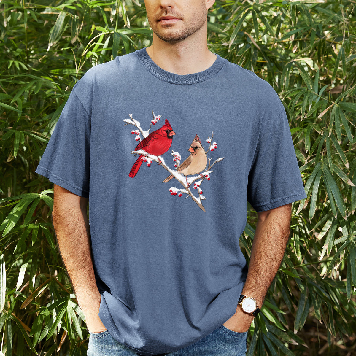 Winter Cardinals - Unisex Comfort Colors Garment-Dyed Heavyweight T-shirt