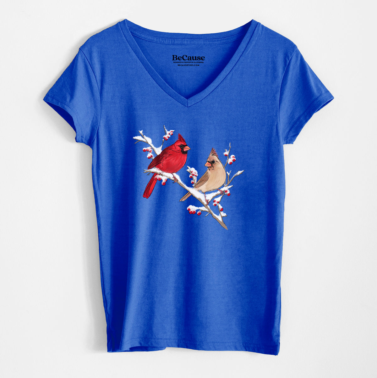 Winter Cardinals - Women&#39;s 100% Recycled V-neck