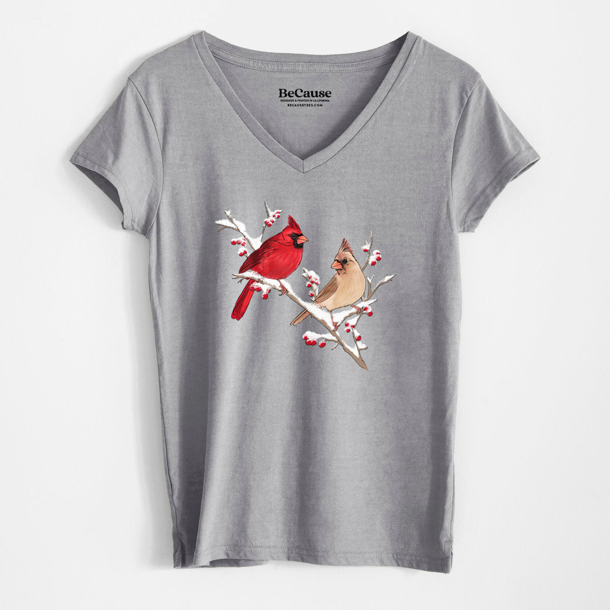 Winter Cardinals - Women&#39;s 100% Recycled V-neck