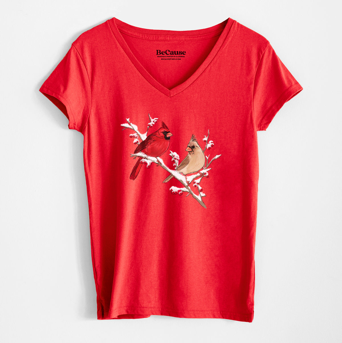 Winter Cardinals - Women&#39;s 100% Recycled V-neck