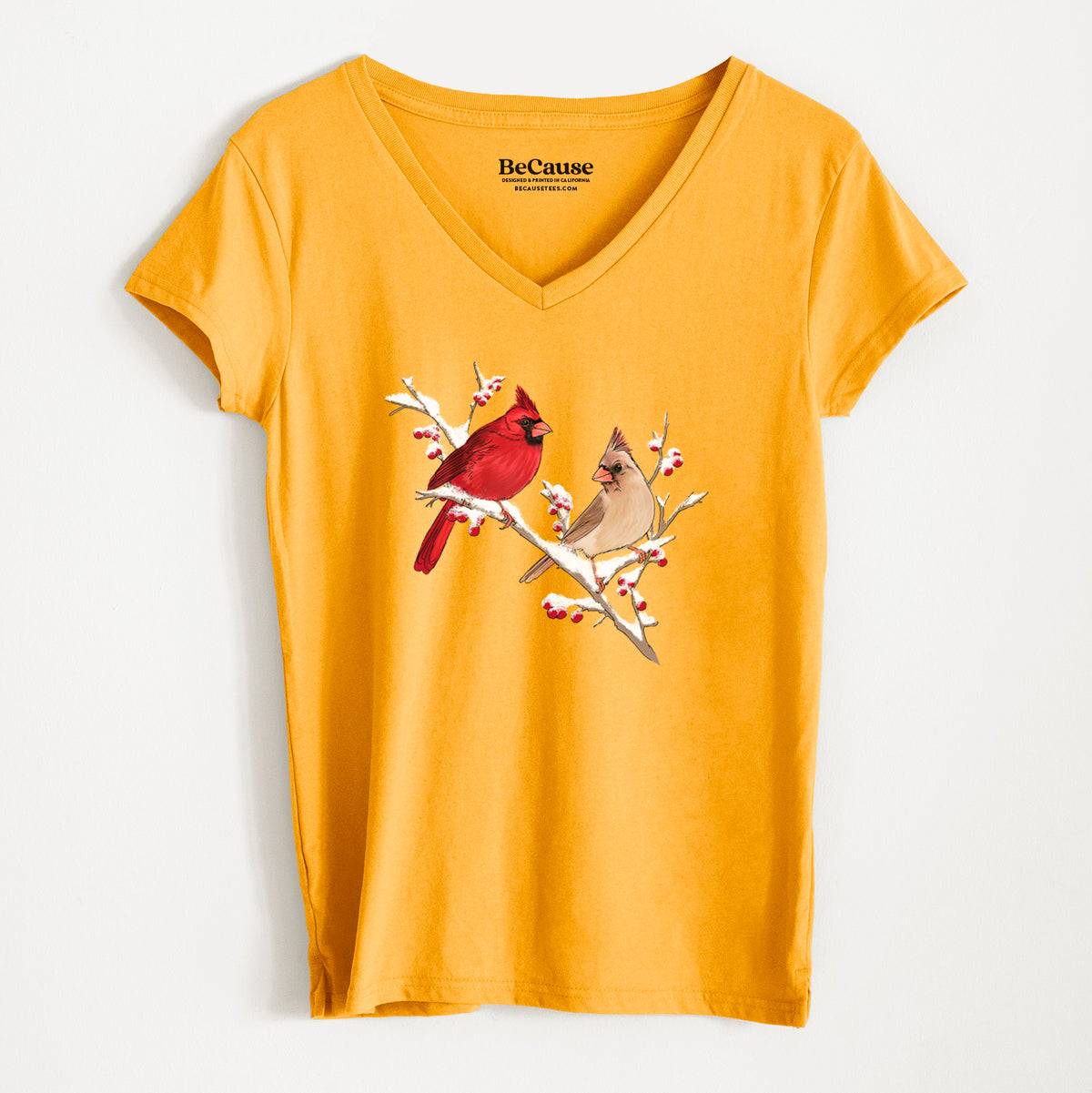 Winter Cardinals - Women&#39;s 100% Recycled V-neck