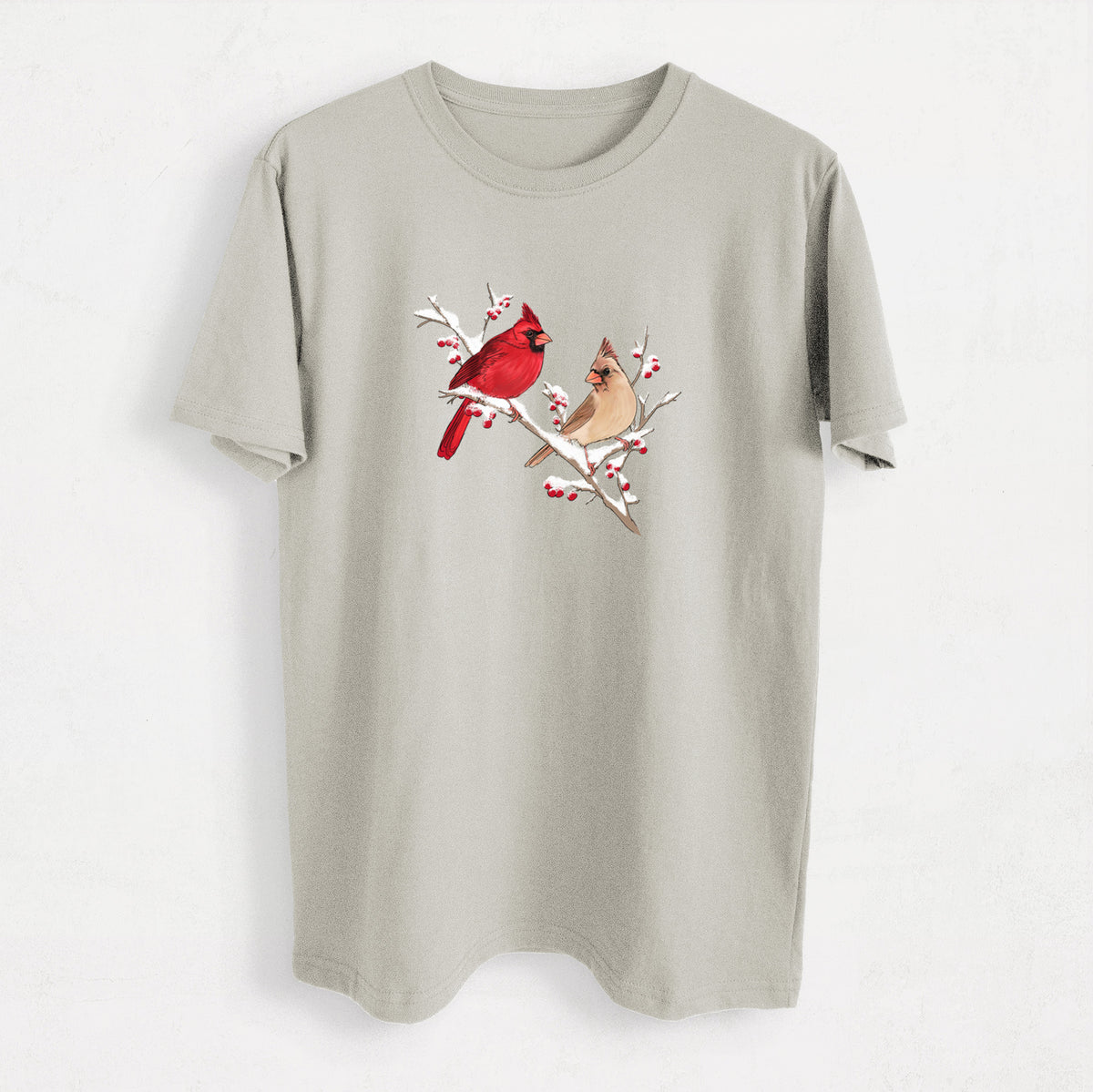 Winter Cardinals - Heavyweight Men&#39;s 100% Organic Cotton Tee