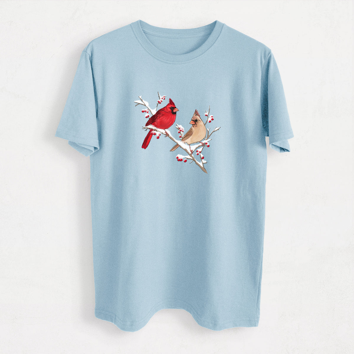 Winter Cardinals - Heavyweight Men&#39;s 100% Organic Cotton Tee