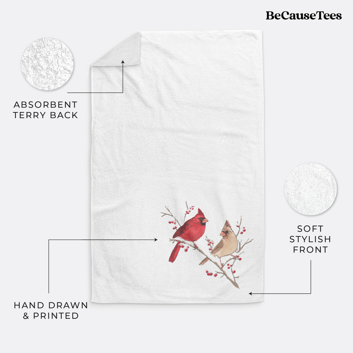Winter Cardinals Premium Hand Towel