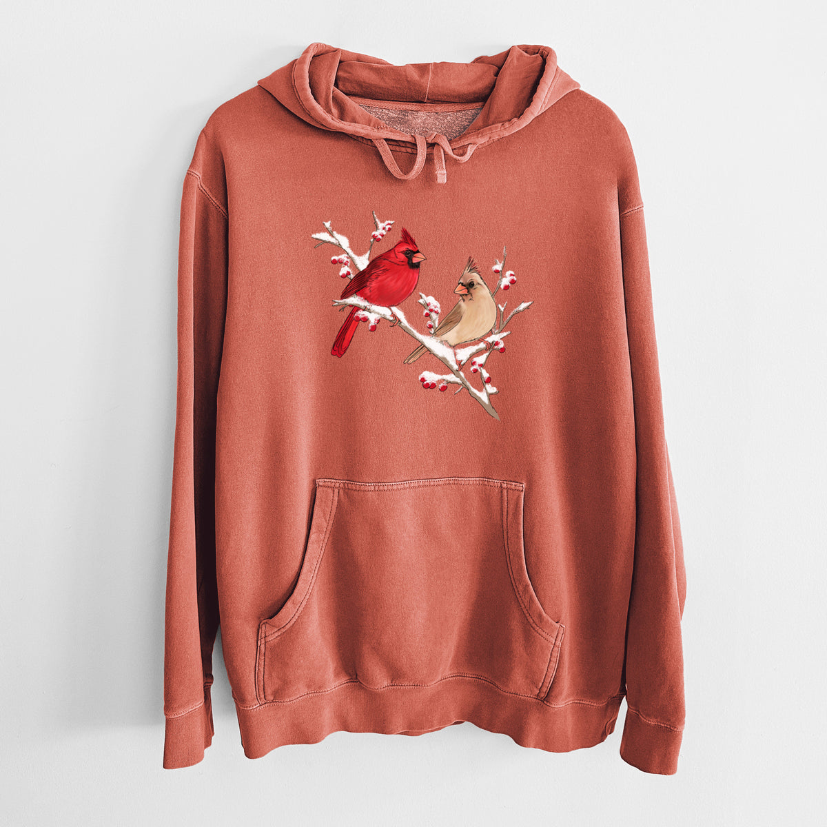 Winter Cardinals - Unisex Pigment Dyed Hoodie
