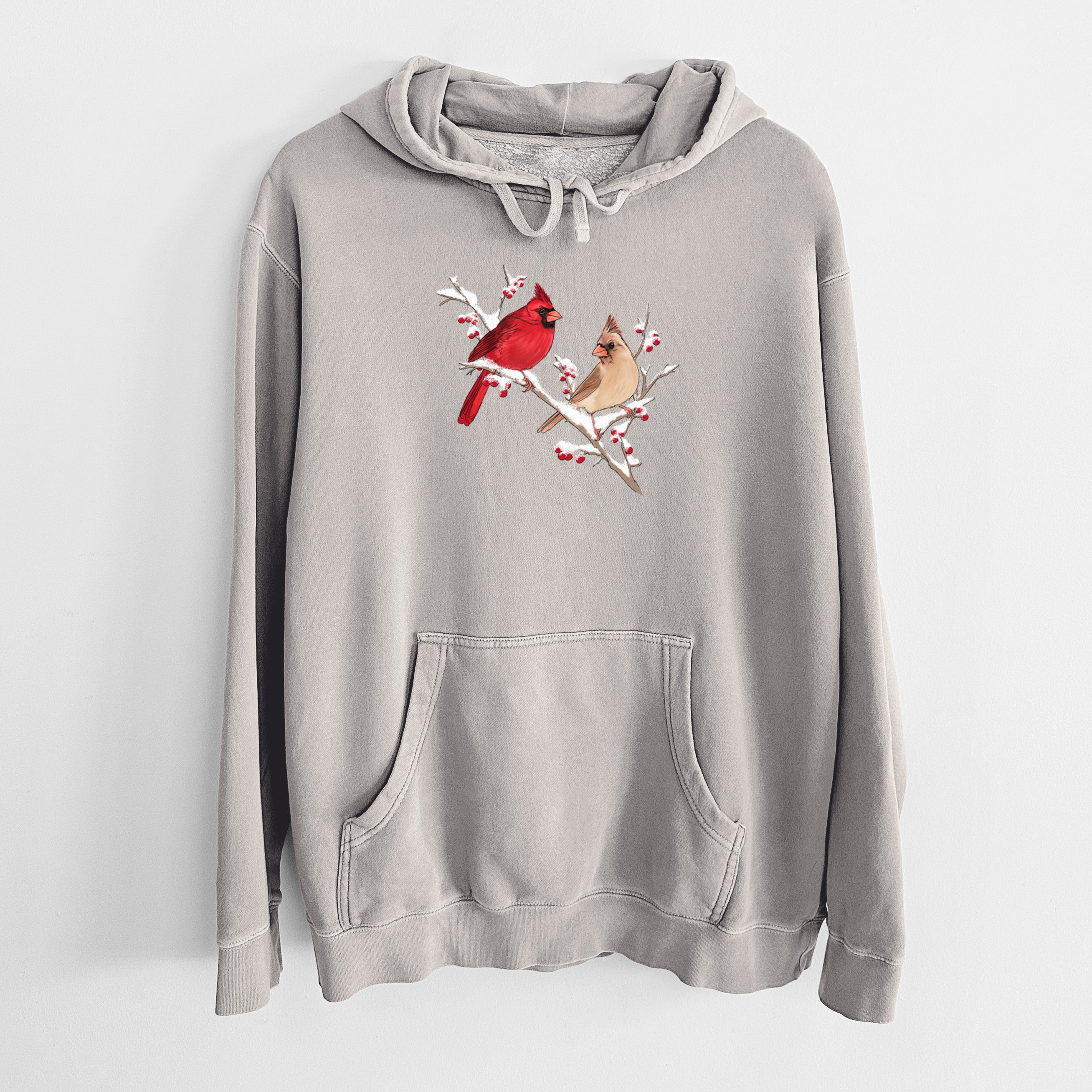 Winter Cardinals - Unisex Pigment Dyed Hoodie
