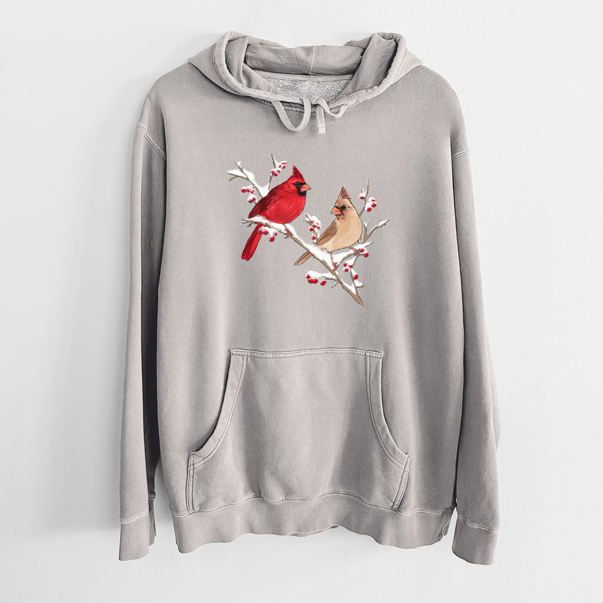 Winter Cardinals - Unisex Pigment Dyed Hoodie