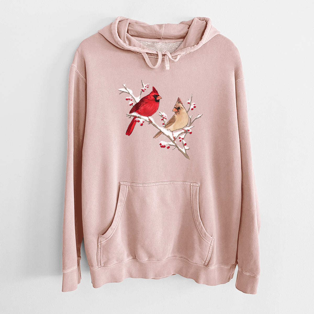 Winter Cardinals - Unisex Pigment Dyed Hoodie